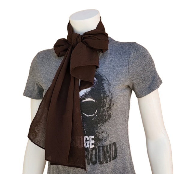 Brown Crinkled Textured Rectangle Chiffon Scarf Wrap Hijab from Egypt - Picture 1 of 10